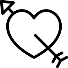 Heart With Arrow Silhouette Svg Vector, Free Vectors File